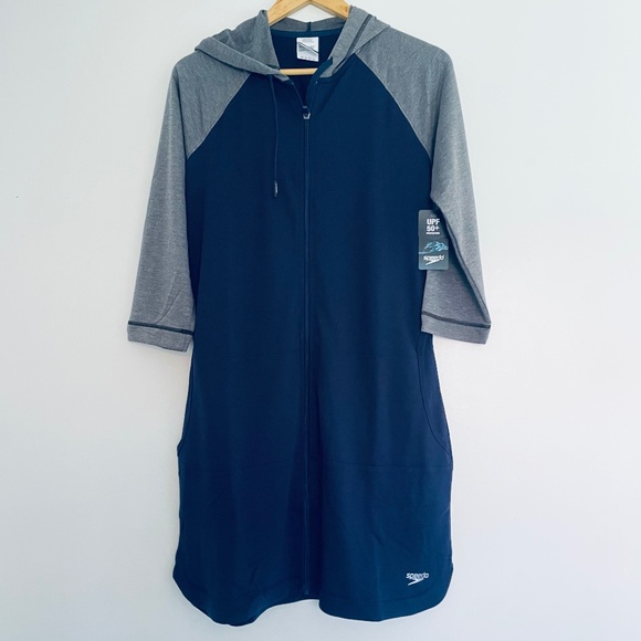 Speedo Swim Hoodie Zip Front Cardigan Cover Up - Picture 2 of 13